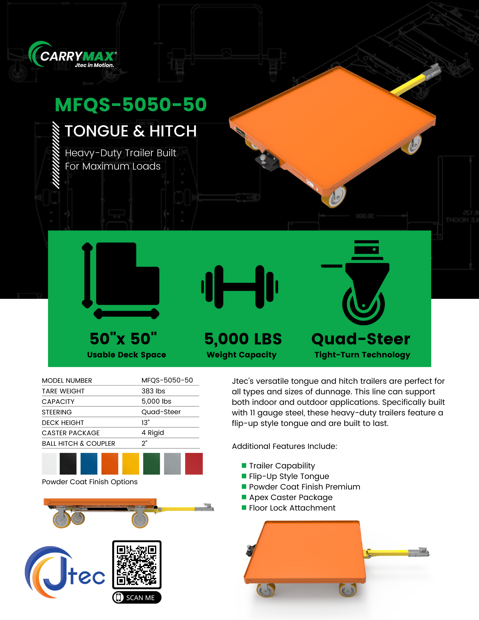 MFQS-5050-50 | Flatbed - Spec Sheet - Jtec Products
