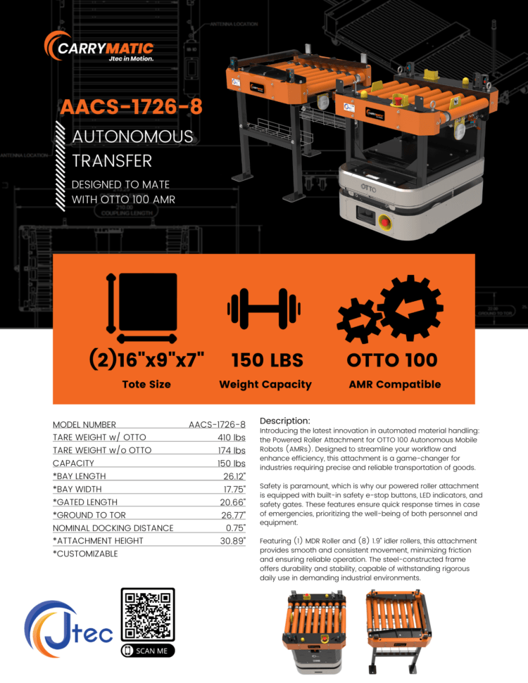 Powered Roller Attachment (Small) - Spec Sheet - Jtec Products