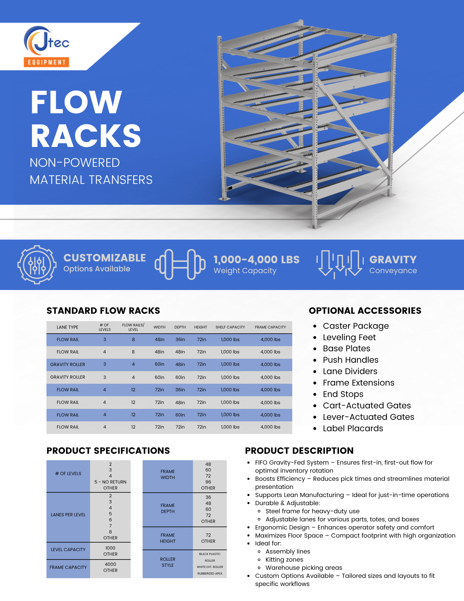 Flow Rack - Spec Sheet - Jtec Products